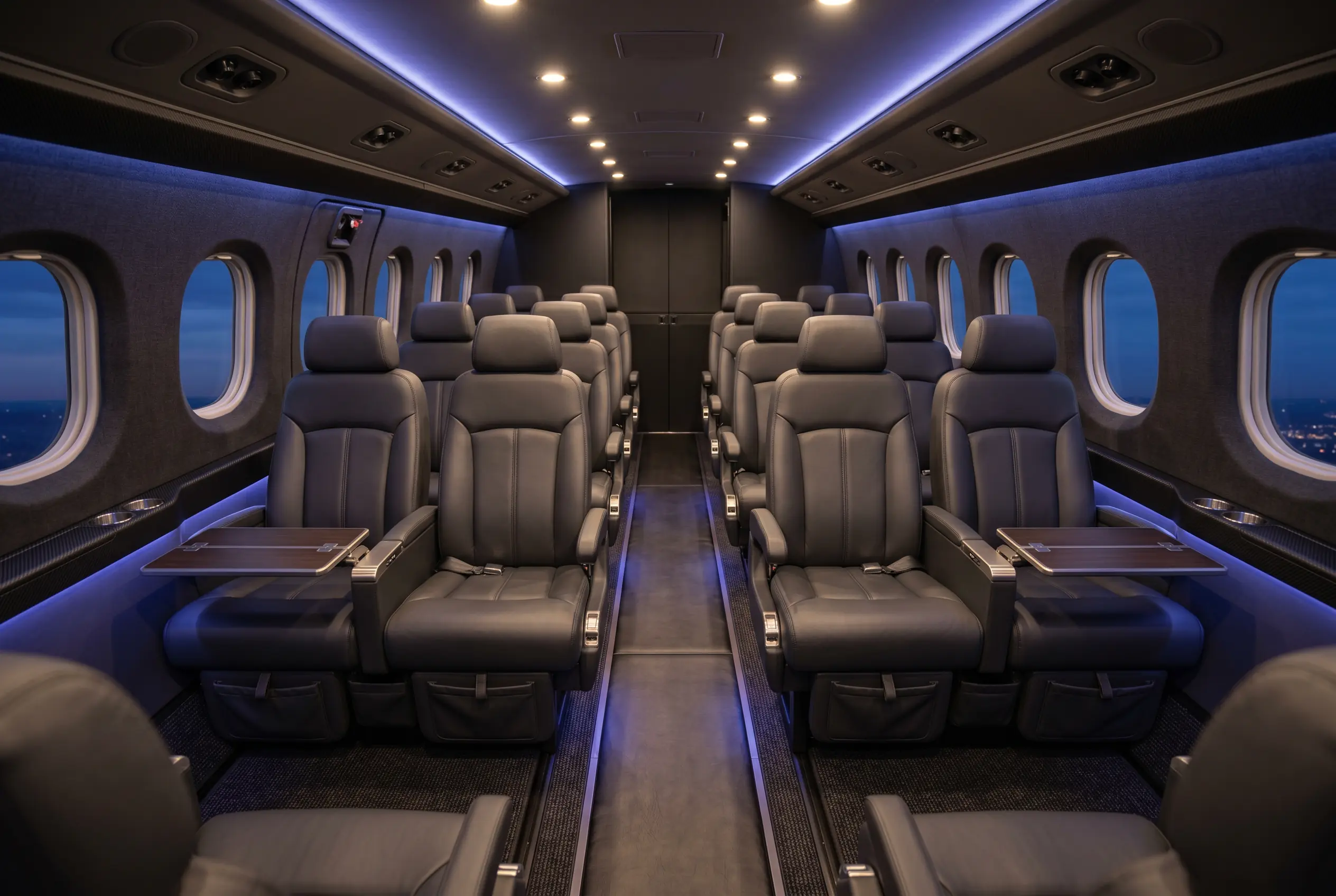 Cessna Grand Caravan EX high-capacity cabin with rows of seating configured for a New York to Miami group charter